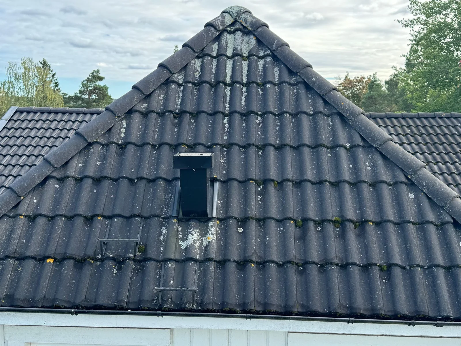 Före – Takmålning av betongpannor i Stockholm